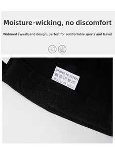 Detail of internal wider sweatband on 100% cotton washed baseball cap for moisture wicking