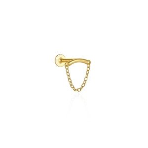 Detailed macro view of S925 silver fringe pearl chain ear stud with internal screw thread