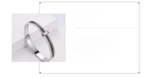 Detailed specs of silver 316 stainless steel bangle with black enamel and zircon inlay