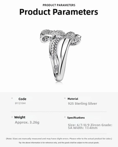 Product specifications of the S925 sterling silver ring with 5A zircon inlay details