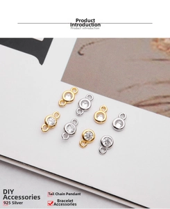 Macro detail of 925 sterling silver charms with zircon inlay for DIY jewelry design