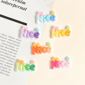 Colorful resin 'Nice' letter charms with bows and stars for DIY crafts and accessories