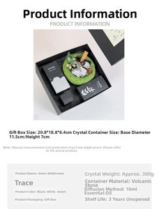 Detailed specs of Wizard of Oz crystal diffuser gift box with volcanic stones and oils