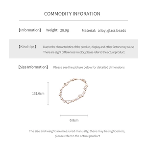 Detailed size chart for retro crystal pearl necklace with 131.6cm length and 0.8cm beads