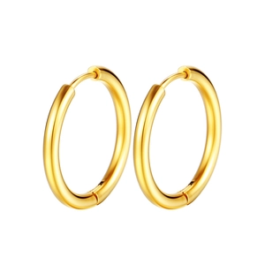 Minimalist 316L titanium steel hoop earrings in polished gold finish for men and women