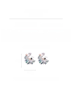 Detail view showing dimensions of zircon and freshwater pearl earrings made of copper