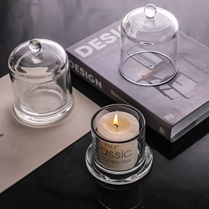 Campana Portacandele In Vetro Con Base Trasparente Decorativo Display Cupola Nordico Moderno Minimalista Arredamento Casa