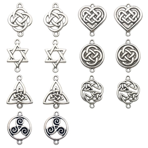 Detailed set of silver Celtic knot and heart alloy charms for DIY jewelry making