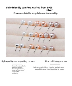 S925 sterling silver stud earrings set featuring white, pink and purple freshwater pearls
