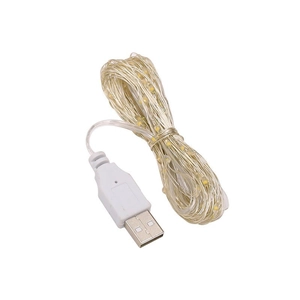USB warm white LED copper wire fairy lights for festive Christmas star decorations