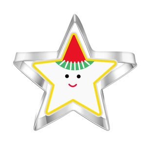 Star-shaped stainless steel cookie cutter showing metallic texture and festive design