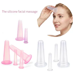 Silicone facial cupping set with different sizes for massage and vacuum skin therapy