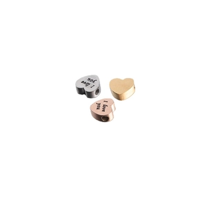Polished heart shaped I love you charms in silver gold and rose gold stainless steel