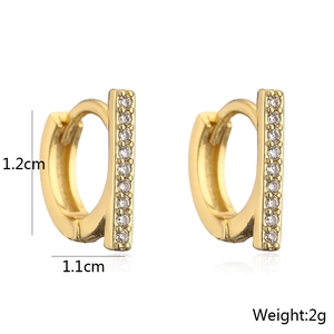 Detailed dimensions of 1.2cm gold huggie hoop earrings with micro-pave cubic zirconia