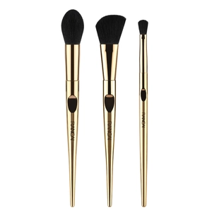 Foundation Eyeshadow Contouring Makeup Brushes Synthetic Fiber Golden Metallic Ergonomic Handle Professional Beauty Tool