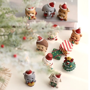 Creative Christmas resin ornaments collection featuring reindeer and snowmen on tree branches