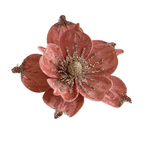 Elegant velvet artificial magnolia with gold sequins for Christmas decoration and home decor