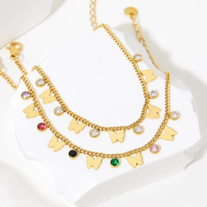 Butterfly Charm Bracelet Stainless Steel With Colorful Zircon Adjustable Elegant Jewelry Gift For Women