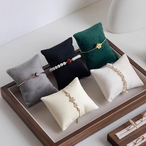 Jewelry Display Pillow Velvet Faux Leather Bracelet Watch Bangle Organizer Showcase Holder Counter Props