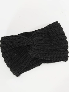 Fascia invernale in maglia nera con nodo a torsione per sport e calore extra morbido