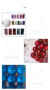 Detail of 36pcs Christmas ball set featuring matte, shiny, and glitter finishes in various colors