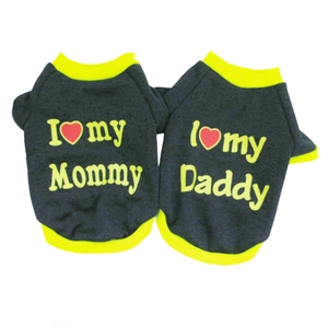 Two-pack fleece dog sweatshirts in dark grey with Mommy and Daddy heart prints