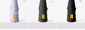 Detailed view of portable sun umbrellas in various colors with UPF 50 plus rating labels