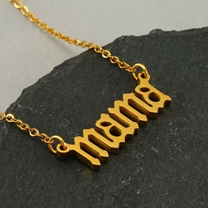 Mama Letter Pendant Necklace Stainless Steel 18K Gold Plated Simple Minimalist Jewelry Gift For Women Mother Day