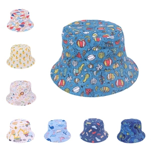 Kids double-layer sun hats with multiple cartoon prints like dinosaurs and cars
