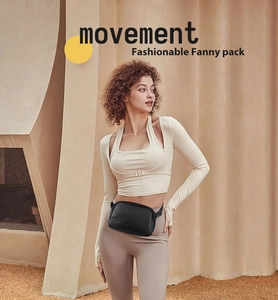 Fashionable black fanny pack shown on waist with sleek waterproof matte finish