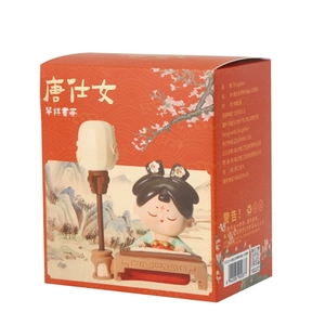 Tang Dynasty lady figurine packaging featuring Q-version design with traditional art theme
