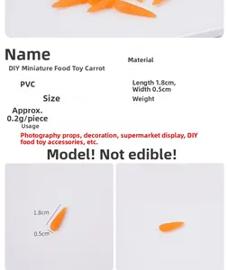 Detailed size specifications for 1.8cm simulation miniature PVC carrot model prop