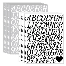 Close-up of black self-adhesive 2.5-inch vinyl letters and numbers for bulletin boards