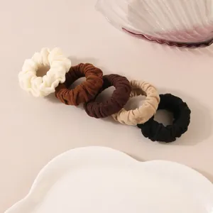 5-pack knitting texture hair scrunchies in earth tones for women's high elastic hair ties