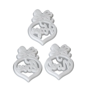3pcs set of bow heart resin silicone molds with Hope Love Noel text for DIY crafts
