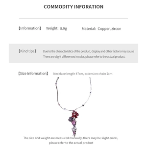 Detailed technical diagram showing 8.9g zircon flower pendant with 47cm copper chain