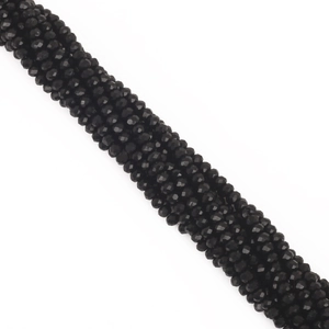 Strand of 3mm black faceted crystal glass spacer beads for DIY jewelry making