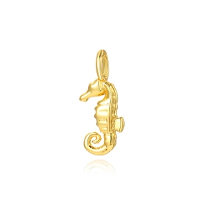 Polished golden seahorse pendant for DIY marine series jewelry making with a small loop