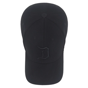 Classic black elastic full-enclosed baseball cap with 3D gothic embroidered letter D
