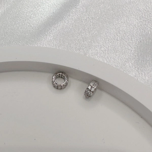 S925 sterling silver double-row zircon spacer bead for DIY jewelry making and bracelets