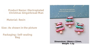 Detail of Christmas gingerbread resin sign accessory with plated finish and snowy text