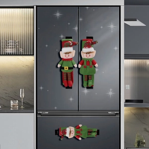 Christmas Refrigerator Handle Covers Elf Doll Appliance Door Protector Polyester Knitted Kitchen Festive Decor