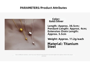 Detailed parameter display of minimalist titanium steel snake chain necklaces with slide beads