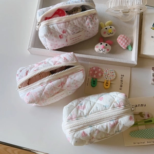 Lot de mini pochettes matelassées à fleurs avec fermeture éclair et rembourrage coton