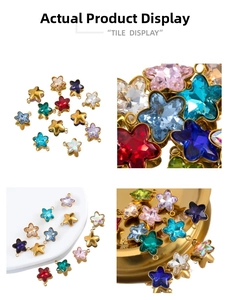 Macro shot of colorful star-shaped micro-paved crystal charms for DIY jewelry making