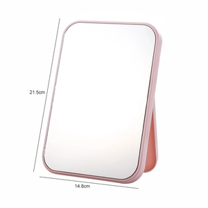 Pink minimalist rectangular desktop vanity mirror with adjustable stand 21.5cm x 14.8cm