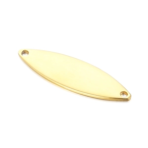 Pendentif ovale en acier inoxydable doré avec deux trous pour création de bijoux DIY