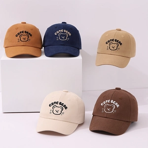 Casquette de baseball ours pour bébés 1 à 3 ans, coton doux disponible en plusieurs coloris