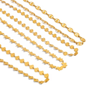 Collane classiche in acciaio inossidabile placcato oro 18K con maglie a sole e farfalla