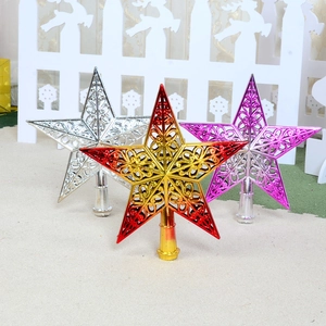 Christmas Tree Topper Star Glitter Hollow PVC Plastic Star Shape Large Ornament Holiday Festival Decoration Home Office
